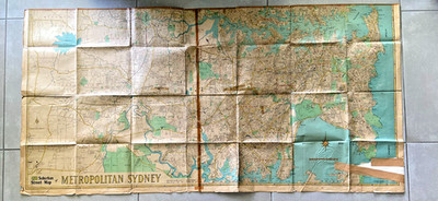 GREGORY'S 3 LARGE DETAILED MAPS OF SYDNEY - 1960/70's - CLIVE CARRASS PRODUCTION