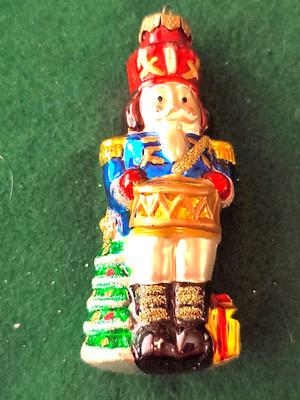 Vintage 4'' Hand-Crafted Glass Nutcracker Drummer Boy Christmas Ornament
