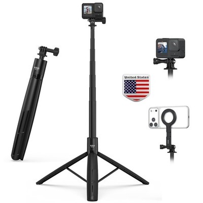 71'' Action Camera Selfie Stick Tripod Extend Magnetic Phone Mount Go Pro Adapter