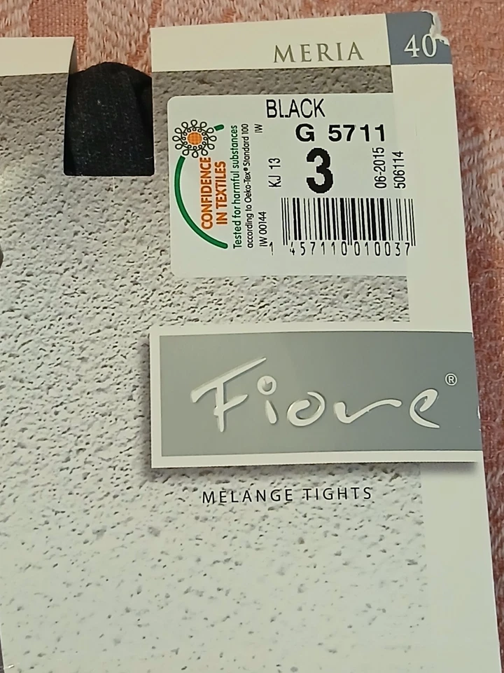 Medias Fiore Melange Gris con Patrón de Flor Azul Rosa y Costura Trasera Talla 3/Mediana Nuevo Foto 4 de 4