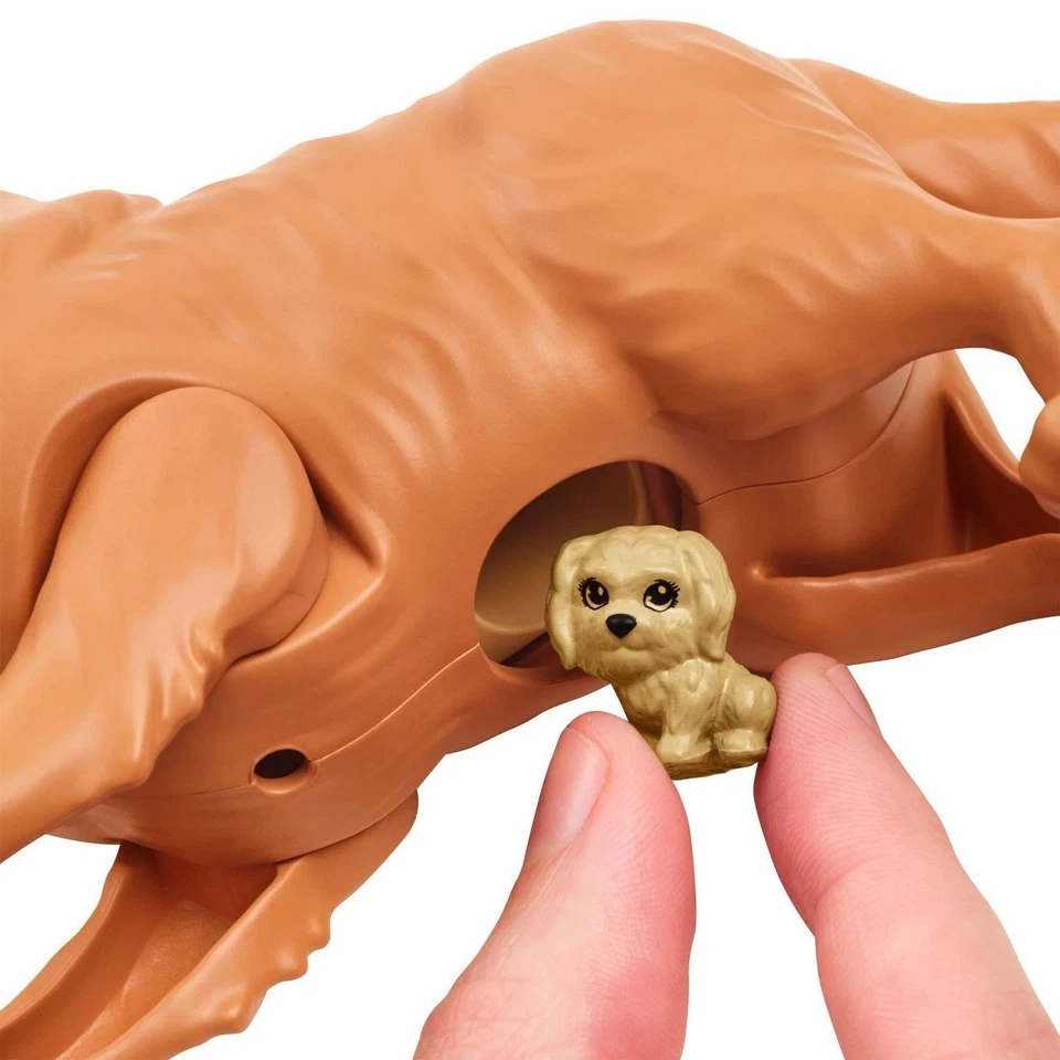 Barbie mascota Golden Retriever cachorros recién nacidos mamá perro caramelo con 3 cachorros y cama azul Foto 4 de 4