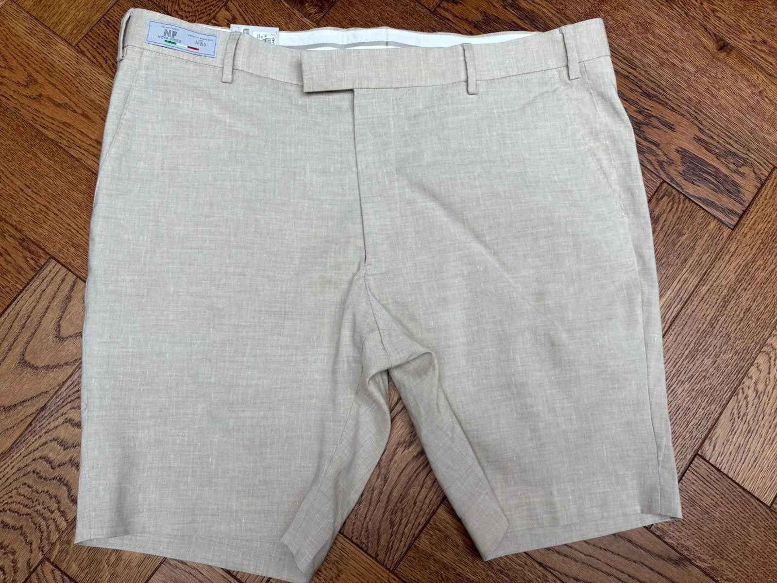 NWT Marks And Spencer Nova Fides Mens Linen Shorts Neutral 40” Regular