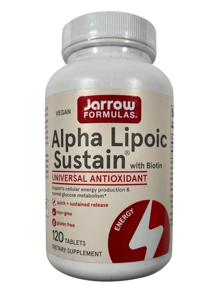Paquete de 2 fórmulas Jarrow Alpha Lipoic Sustain con biotina 120 quilates Ea Exp 10/26 Foto 2 de 3