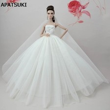 Vestido de muñeca blanco puro para ropa de muñeca de 11,5" vestido de noche ropa vestido de novia