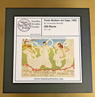 Nautilus Wooden Puzzle, Bistolfi, Turin Modern Art Expo 1902, Nymphs, 200 pieces