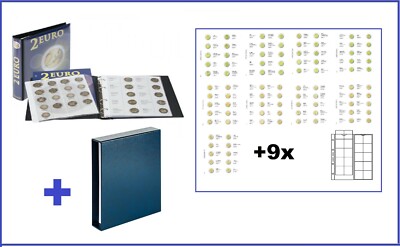 LINDNER 1118M3 2-EURO Coin Album Preprinted Pages 2016-19 with Cassette