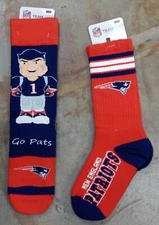 2 Pack NFL New England Patriots Socks Gift Dress Medium Reverse Crew Flag Mascot