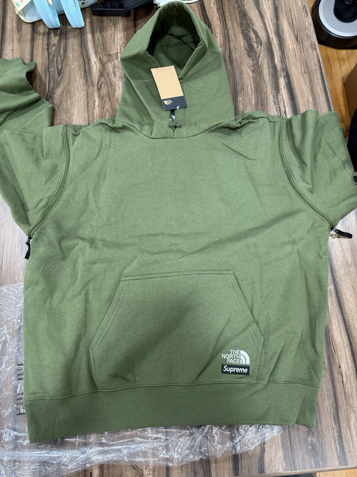 Sweat à capuche convertible SUPREME x THE NORTH FACE manches zippées vert XXL