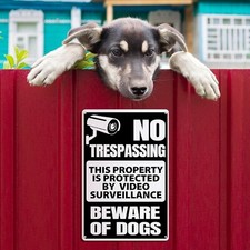 2 Pack Beware of Dog Sign for Fence 12 X 8 Inch No Trespassing Sign Warning Meta