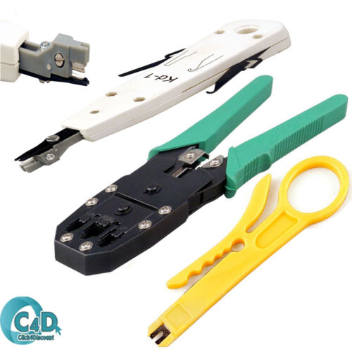 RJ45 Cat5e Cat6 Ethernet Network LAN Cable Crimper Stripper Punch Down Tool Kit - Picture 2 of 4