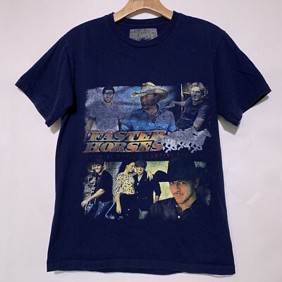 Faster Horses 2013 Michigan International Speedway Blue Graphic T Shirt Sz S