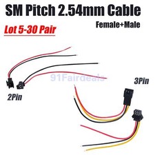 Lot 5-30Pair SM Pitch 2.54mm Plug Connector Cable Wire Male Female 2P/3P