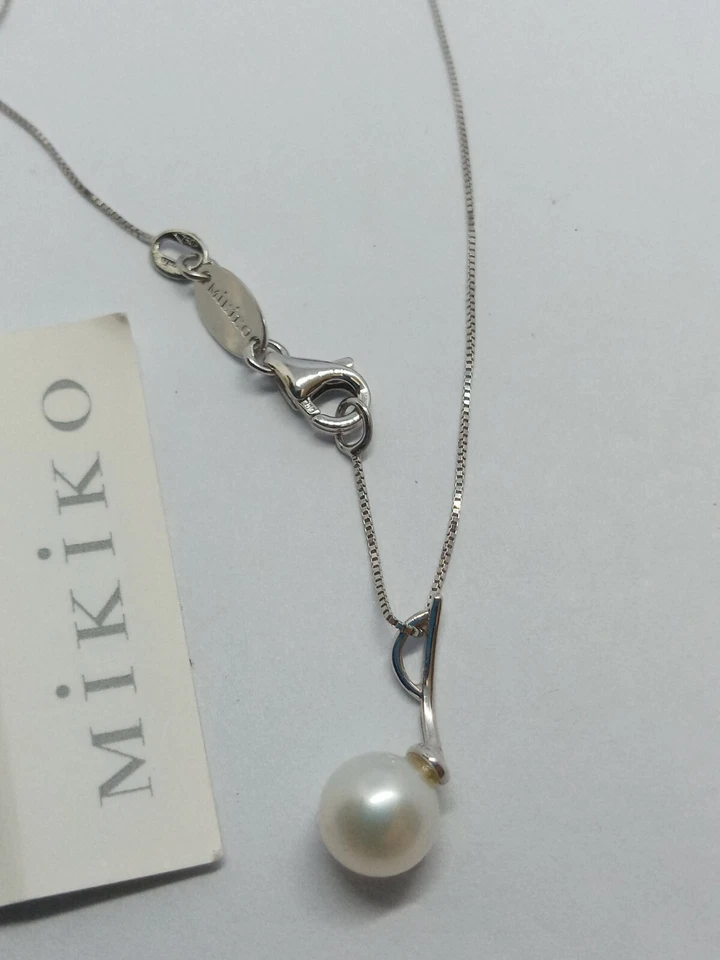 Collana oro bianco 750 18 carati con pendente con perla mm. 6,5/7 Mikiko +2290 - Immagine 4 di 4