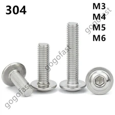 M3 M4 M5 M6 Hex Socket Bolt Button Flanged Washer Head Screw 304 Stainless Steel