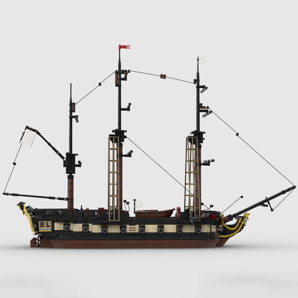 Custom MOC 5th Rate Frigate Heavy Frigate with Gun Deck and Interior 1901 Bricks - Image 2 of 4