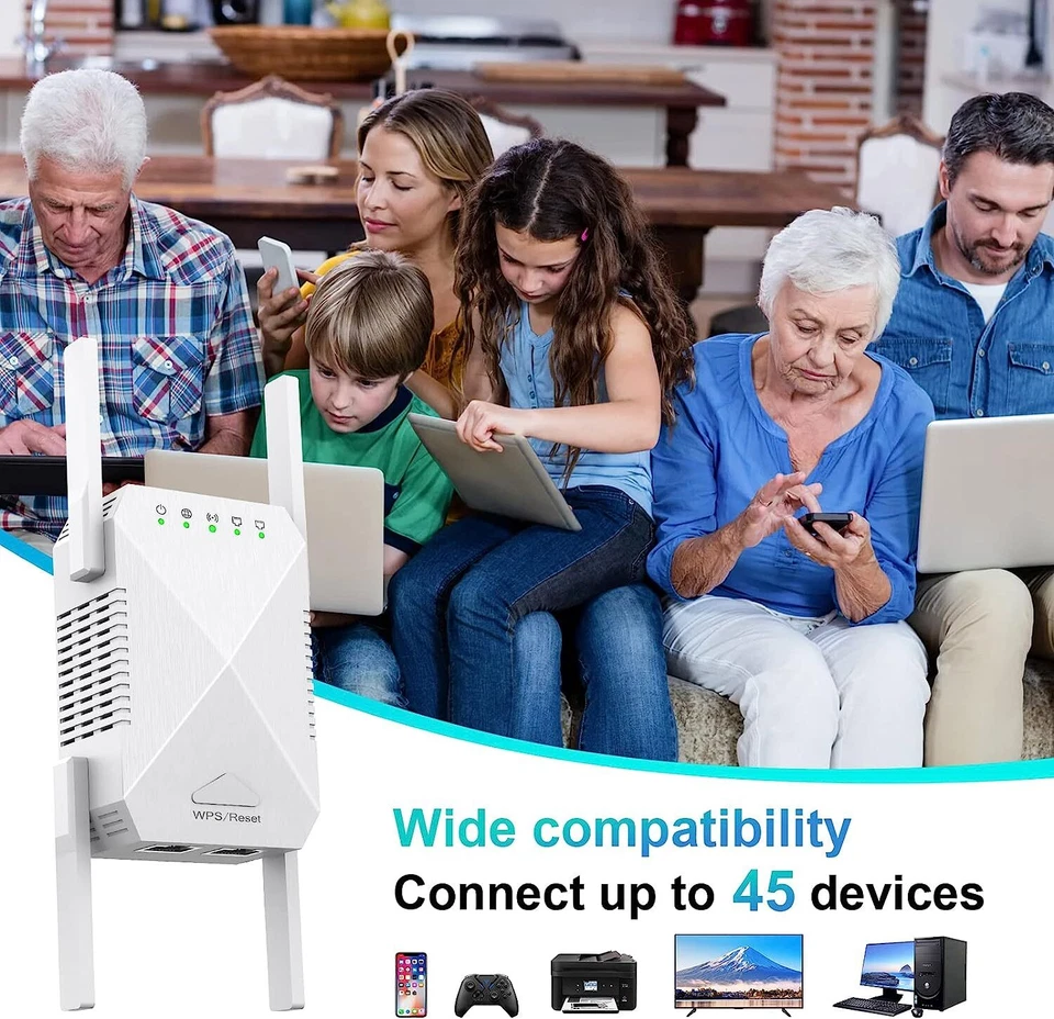 WiFi Extender,Fastest WiFi Booster 1200Mbps Dual Band (5GHz/2.4GHz) WiFi (White) - Image 3 of 4