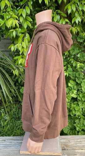 Market Love Carefully Brown Textured Hooded Sweatshirt Unisex XL Cotton Designer - Picture 6 of 8