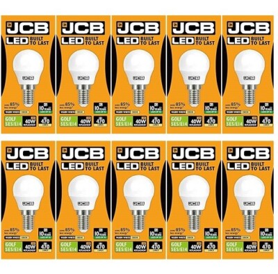 JCB LED Golf Light Bulbs 6W 40W SES 470lm 3000K Warm White Bulb Pack of ...