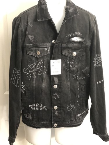 Zara Man Graffiti Distressed Black 