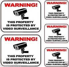 Lot of 5 Security Surveillance Camera Warning Vinyl Decal Stickers 5" 3" Size