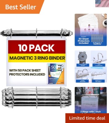 Magnetic 3 Ring Binder Locking Mechanism   10 Pack   for Hanging 8.5 x 11 Inc...