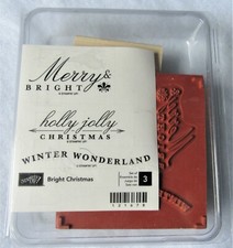 STAMPIN UP THREE STAMPS IN BOX NEW UNMOUNTED "BRIGHT CHRISTMAS"