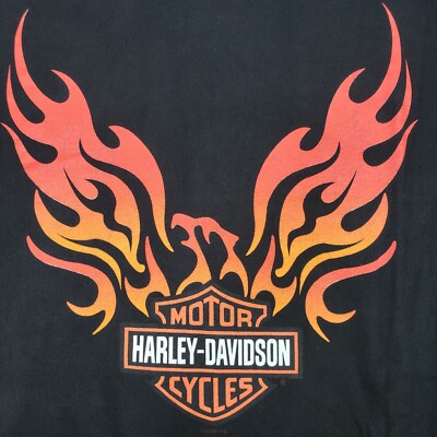 Vintage 2000 Harley Davidson Eagle Flames T-Shirt Las Vegas Nevada