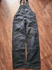 CARHARTT 102776-001 DUCK CANVAS WORK DOUBLE KNEE CARPENTER BIB OVERALLS BLACK...