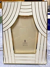 L'Objet Kelly Behun Curtain Up Picture Frame 4X6 White/Gold NEW