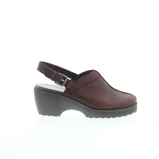 Easy Spirit Jessa SEJESSA Womens Brown Leather Heeled Sandals Shoes 11