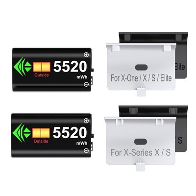 2 Pack 5520mWh Xbox Controller Battery Pack with Black & White Covers for Xbo...