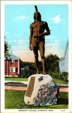Massasoit Statue Plymouth Massachusetts MA c1921 Unposted Postcard