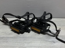 VP Components VP-706 Medium Toe Clips Straps w/ Platform Pedals Black Pair L/R