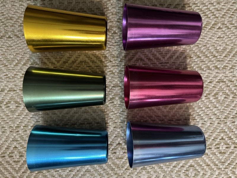Set of 6 Vintage Anodized Aluminum Tumblers Rainbow Colors 1970s Retro Cups