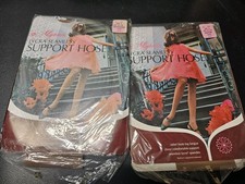 Vintage Panty Hose 2 Pack of Beige Seamless Lycra Spandex Myrna NEW