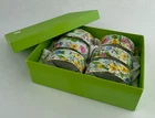 Two’s Company Chintz Dana Flowers Porcelain Napkin Rings Guilded Edges Box of 6