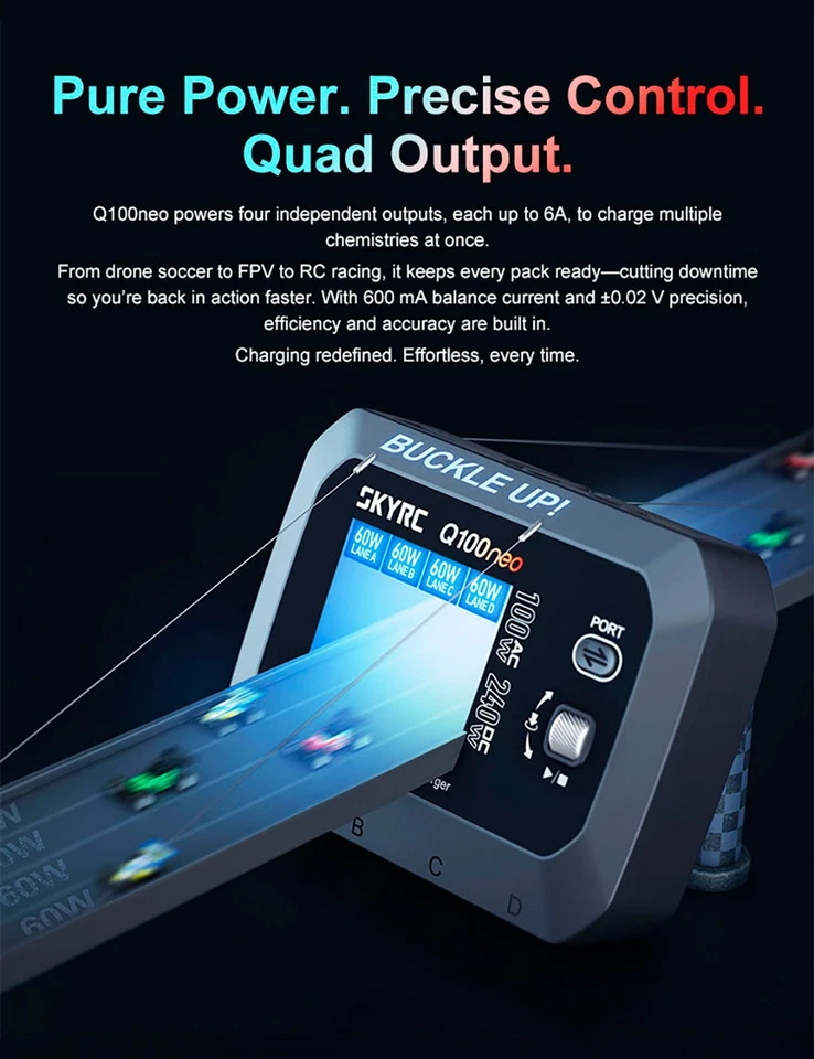 SKYRC Q100neo AC/DC Smart Battery Charger 1-4s LiPo/LiFe/Lilon Balance Charger - Image 3 of 4