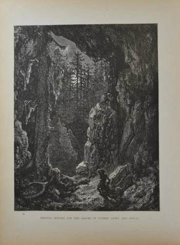 Antique Gustave Dore Art Print Chactas and Atala Native American 1880 Victorian