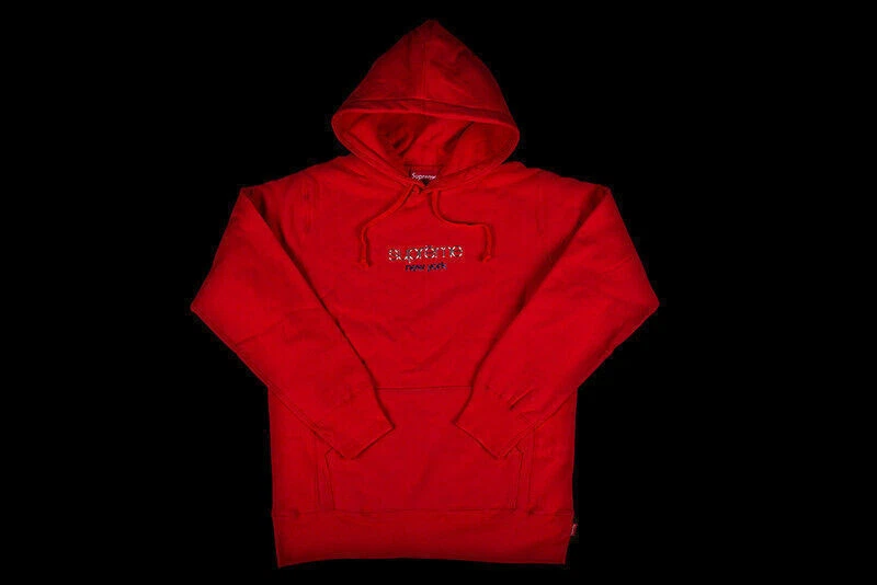SWEAT SHIRT À CAPUCHE CLASSIQUE FW16 SUPREME CHROME FLAMBANT NEUF ROUGE M MOYEN