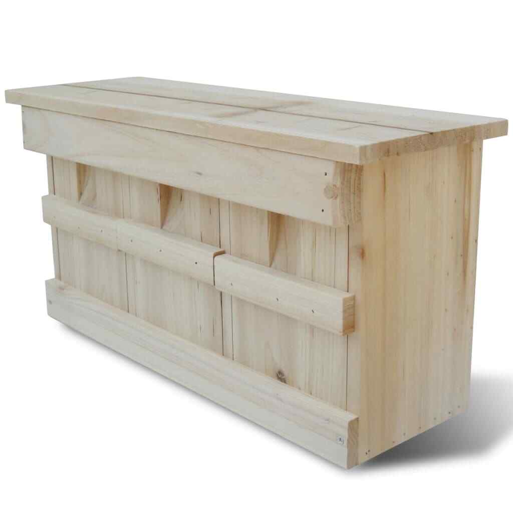 vidaXL Madera Maciza Caja Casa Nido Gorriones Pájaros 3 Cámaras Adorno Jardín