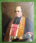 Antique Large Painting Xixth Signed Etienne Constant Carlin IN 1861 Canon Priest