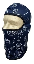 Hood Balaclava Face Mask Helmet Liner Navy Blue Paisley Biker Cycling Sports Ski
