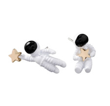 Astronaut Space Small Cute Stud Earrings Galaxy White Black NASA