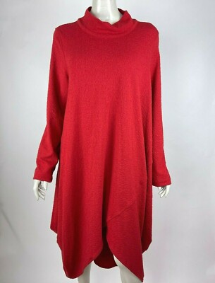 Cheyenne Art to wear Dress Jacquard Lagenlook Oversized Long Sleeve Women L XL