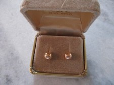 14K YELLOW GOLD BALL EARRINGS CLASSIC POST STUD C-INFO - 7mm HOLLOW .52g