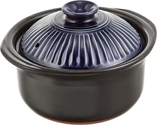 Ginpo Pottery Chrysanthemum Flower Rice Earthenware 3 Cook Lapis Double Lid 4996