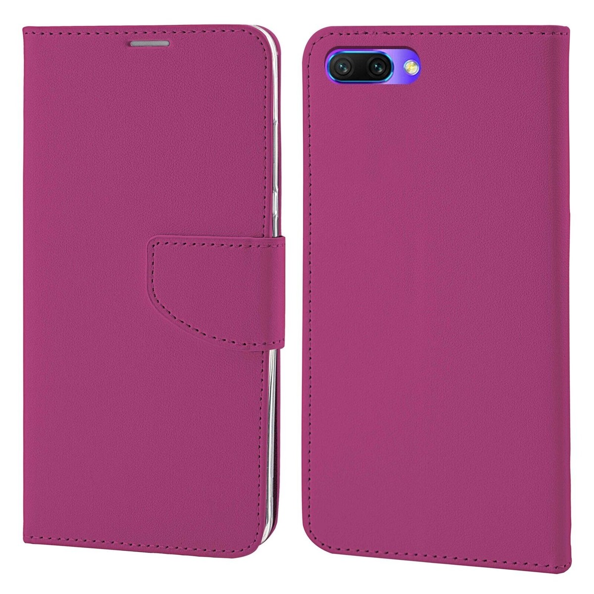 Sinyunron Cover Compatibile Con Honor View 10 Lite Custodia In Pelle PU,Flip Caso Fibbia Magnetica Cellulare Case A Libro,Elegante Portafoglio Stile Business,Rosso