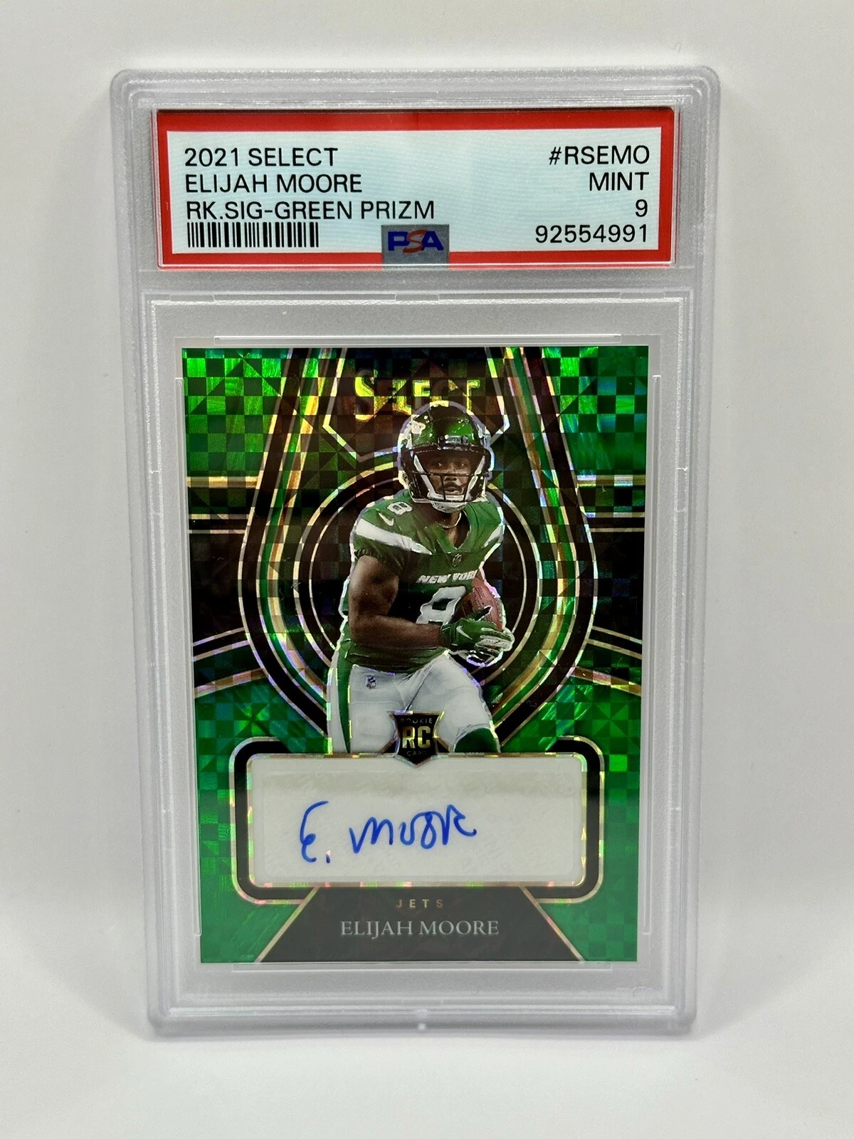 Elijah Moore Panini Select Rookie Signatures #RSEMO Green