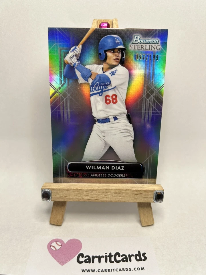 WILMAN DIAZ 2022 Bowman Sterling Prospect REFRACTOR /199 Los Angeles Dodgers - Image 3 of 4