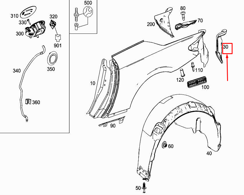 MERCEDES-BENZ SL R231 Rear Left Tail Lamp Reinforcement A2316300716